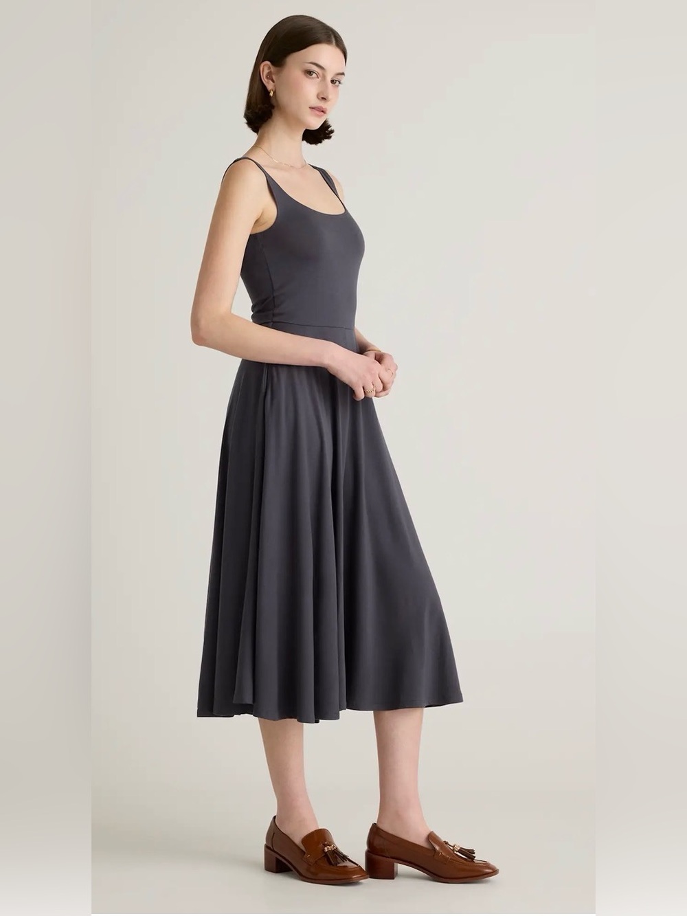 Quince Tencel Jersey Fit & Flare Dress
